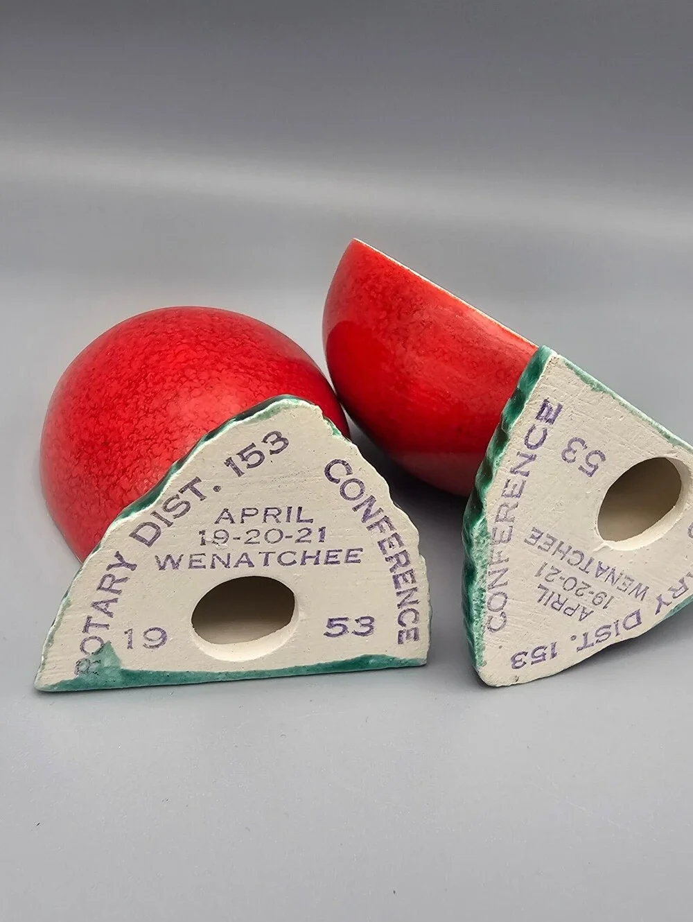 Vintage Ceramic Apple Salt and Pepper Shakers with Leaf Base